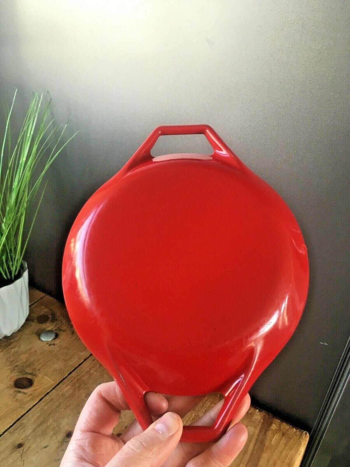 Home Decor Mid Century Danish Nacco D1 Michael Lax Red Cast Iron Casserole Dish Dutch Oven photo