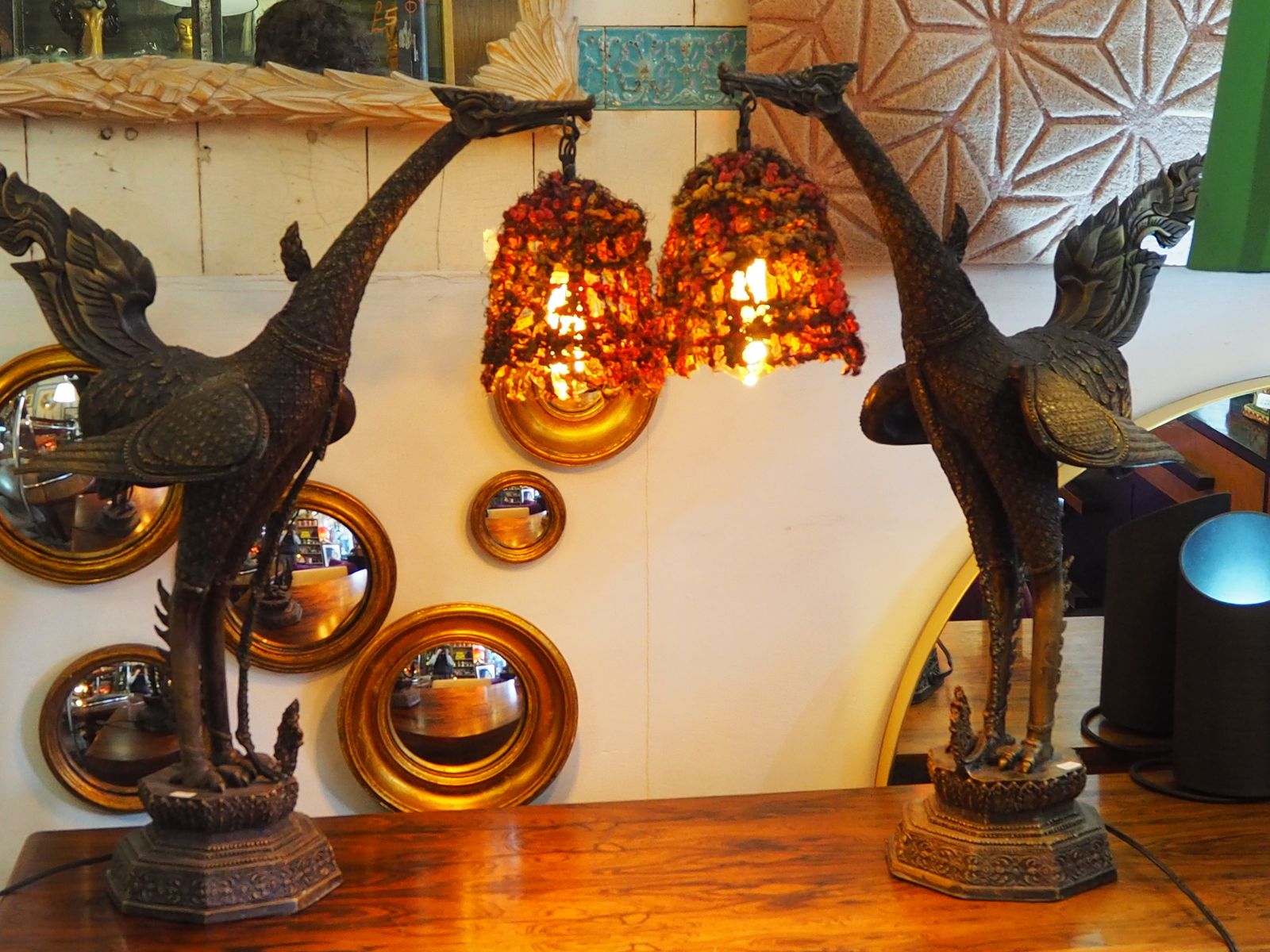 Hand Made Bronze Garuda Lamp Made In Thailand