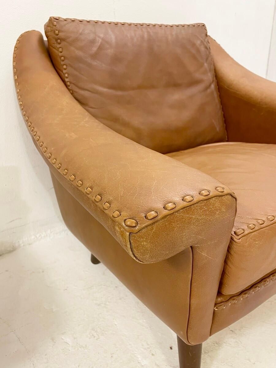 photo furniture Mid Century Leather Armchair With Ottoman ''Matador" By Aage Christiansen, 1970