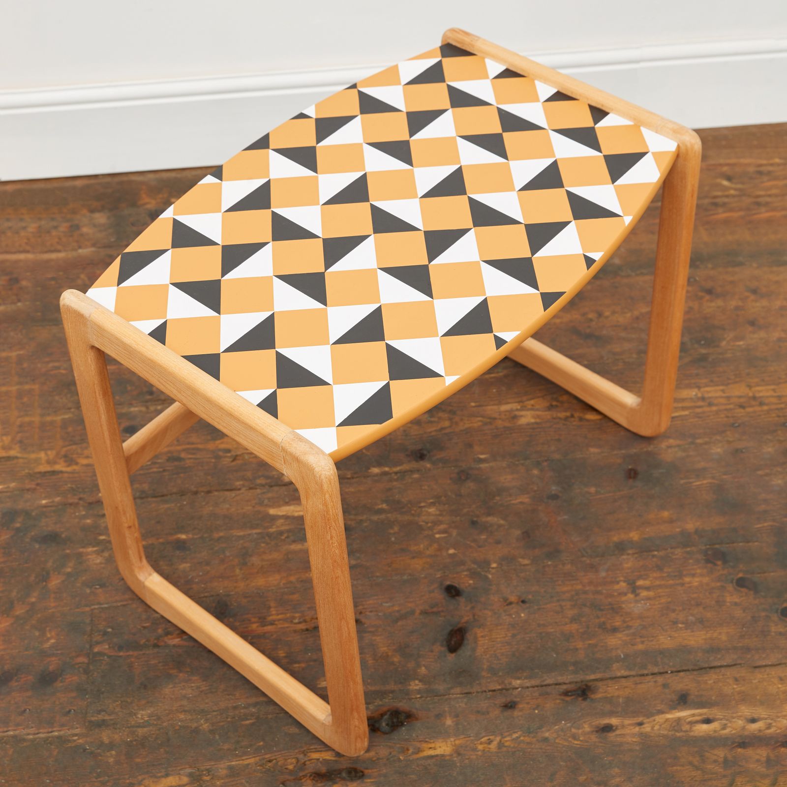 Gplan Style Mid Century Nest Of Tables With Hand Painted Geometric Pattern photo furniture