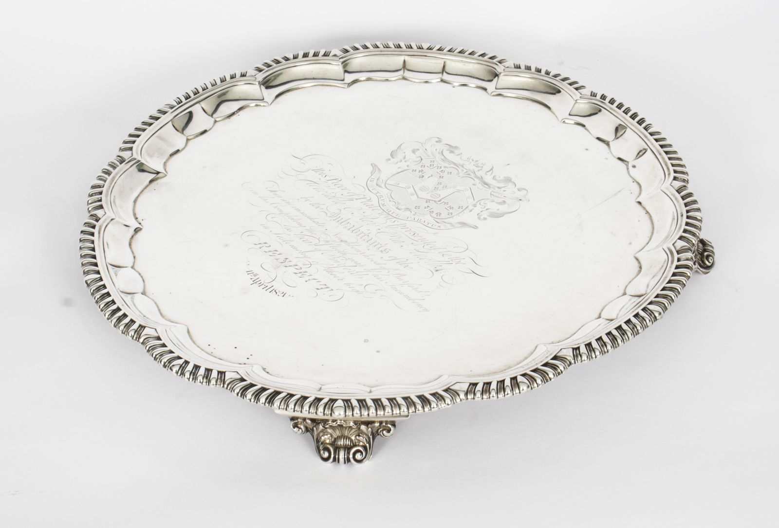 Antique Paul Storr Large William IV Silver Tray Salver 1820  19th Century photo Furniture
