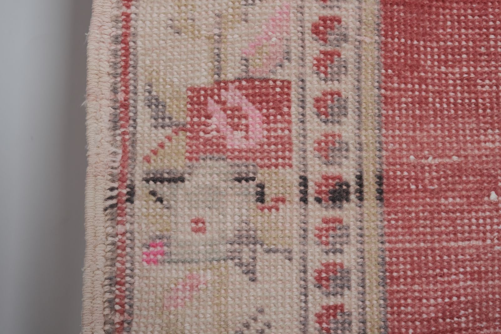 Textiles 1960s Vintage Turkish Oushak Handmade Wool Runner 4'11'' X 7'3'' photo