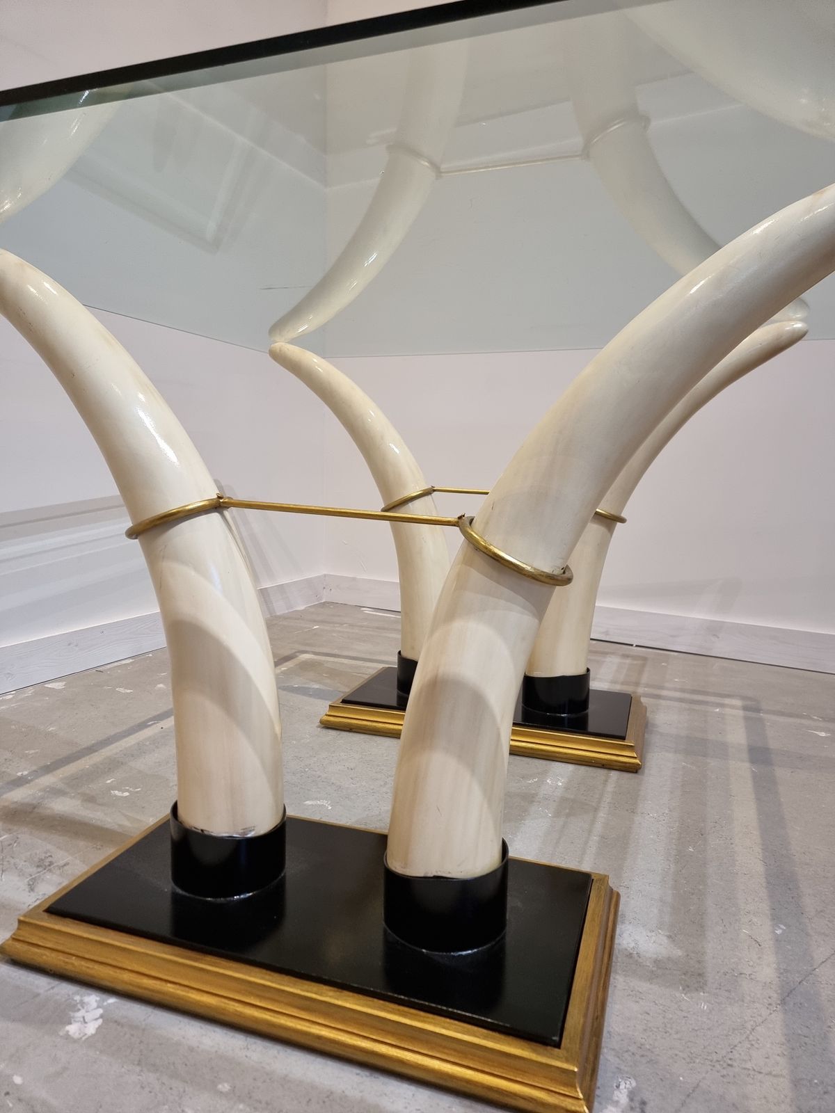 Square Italian Faux Tusk Dining Table, 1970s photo buy