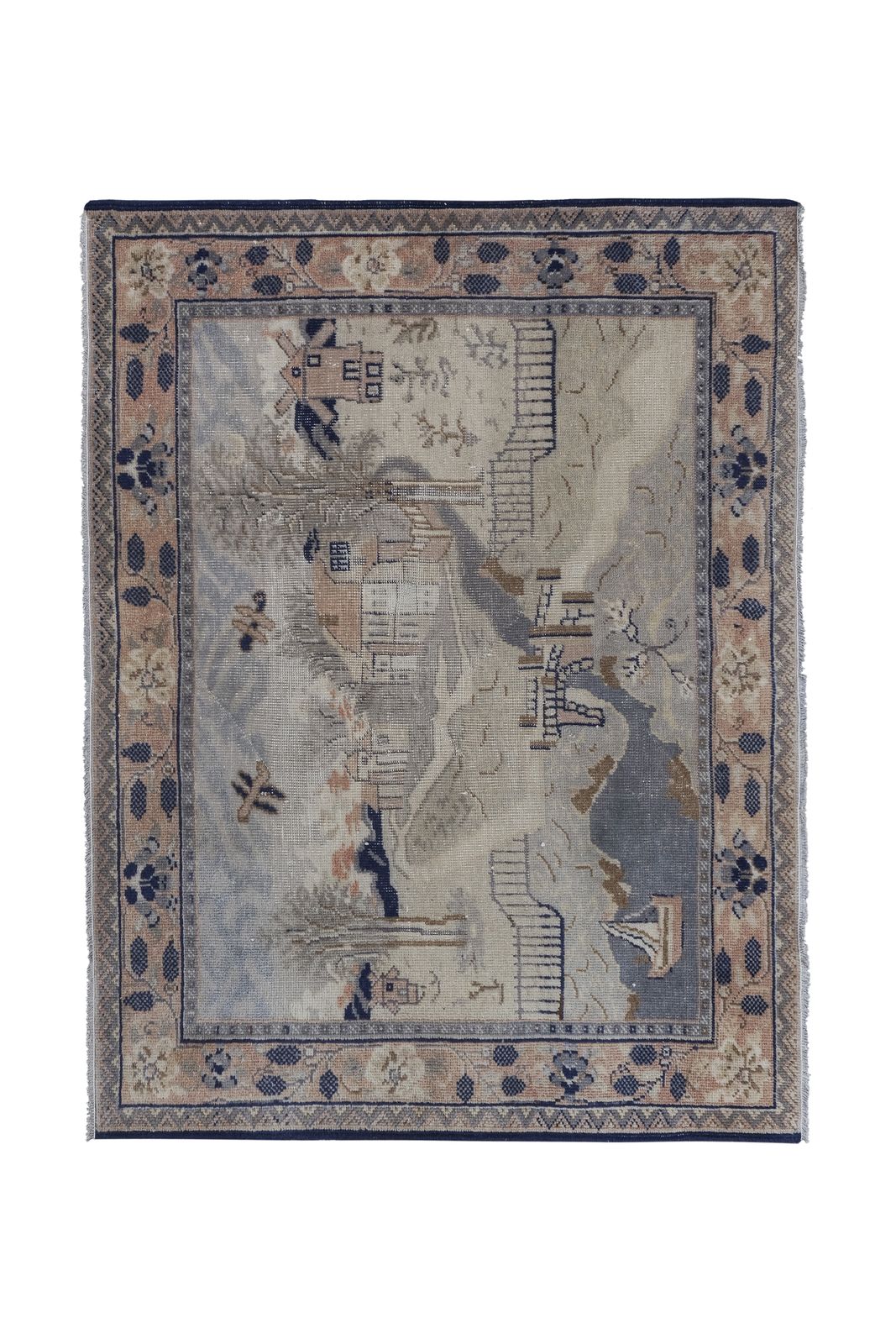 Vintage Village Pictorial Turkish Rug 3'8'' X 4'10'' photo furniture