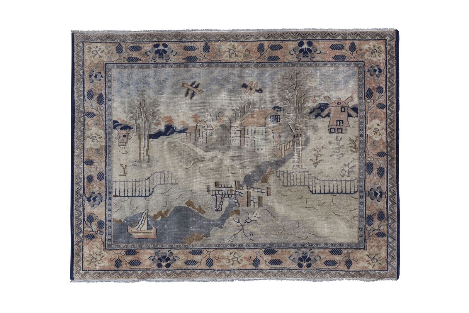 Vintage Village Pictorial Turkish Rug 3'8'' X 4'10''
