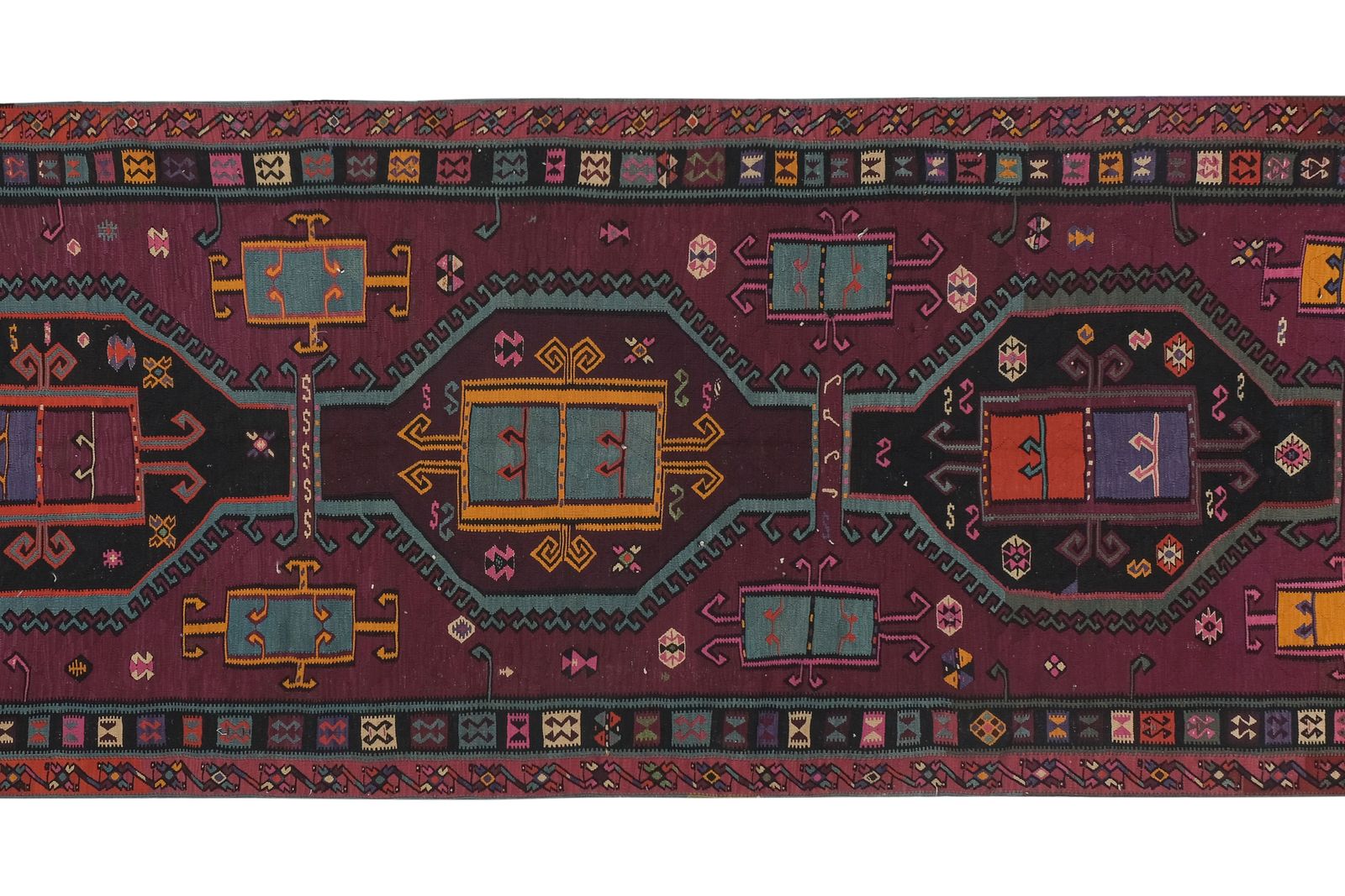 Grand tapis Kilim turc Kars tissé à la main, 6'3" x 16'5" photo 1528.0