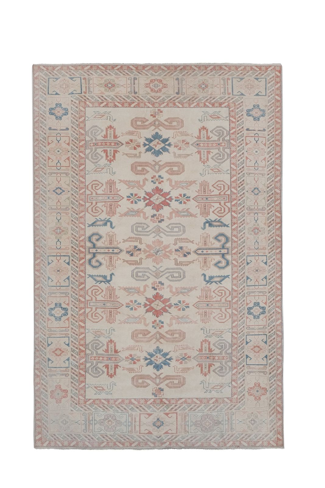 Tan Turkish Kars Rug With Mid Century Modern Style 5'8'' X 8'6''
