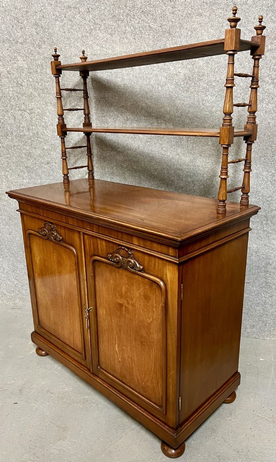 Antique Mahogany Chiffonier With Open Book Shelves photo for sale
