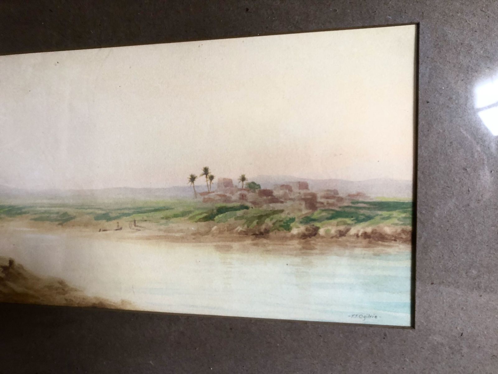 Antique Original Watercolour Painting Egyptian Landscape Signed Ff Ogilvie C1900 photo buy