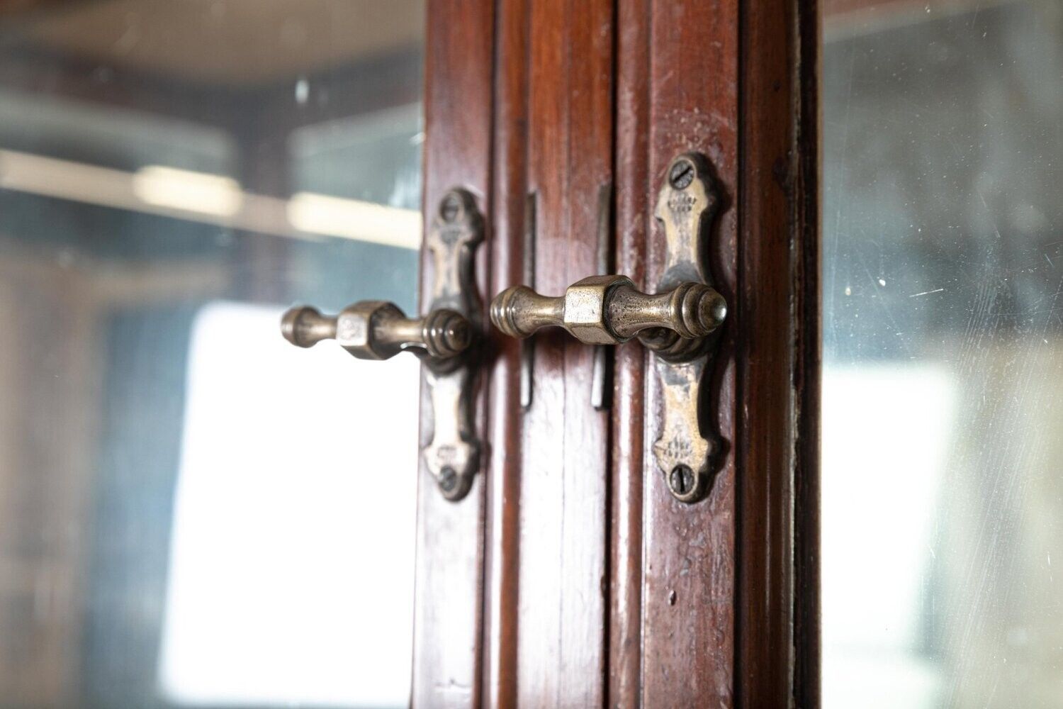 19thc English Glazed Shop Fitters Mahogany Display Cabinet photo for sale