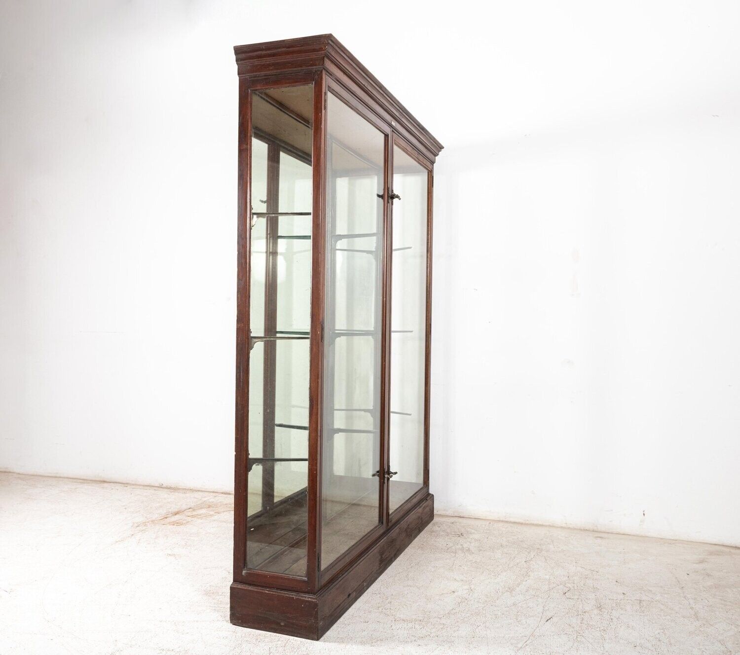 19thc English Glazed Shop Fitters Mahogany Display Cabinet photo vinterior