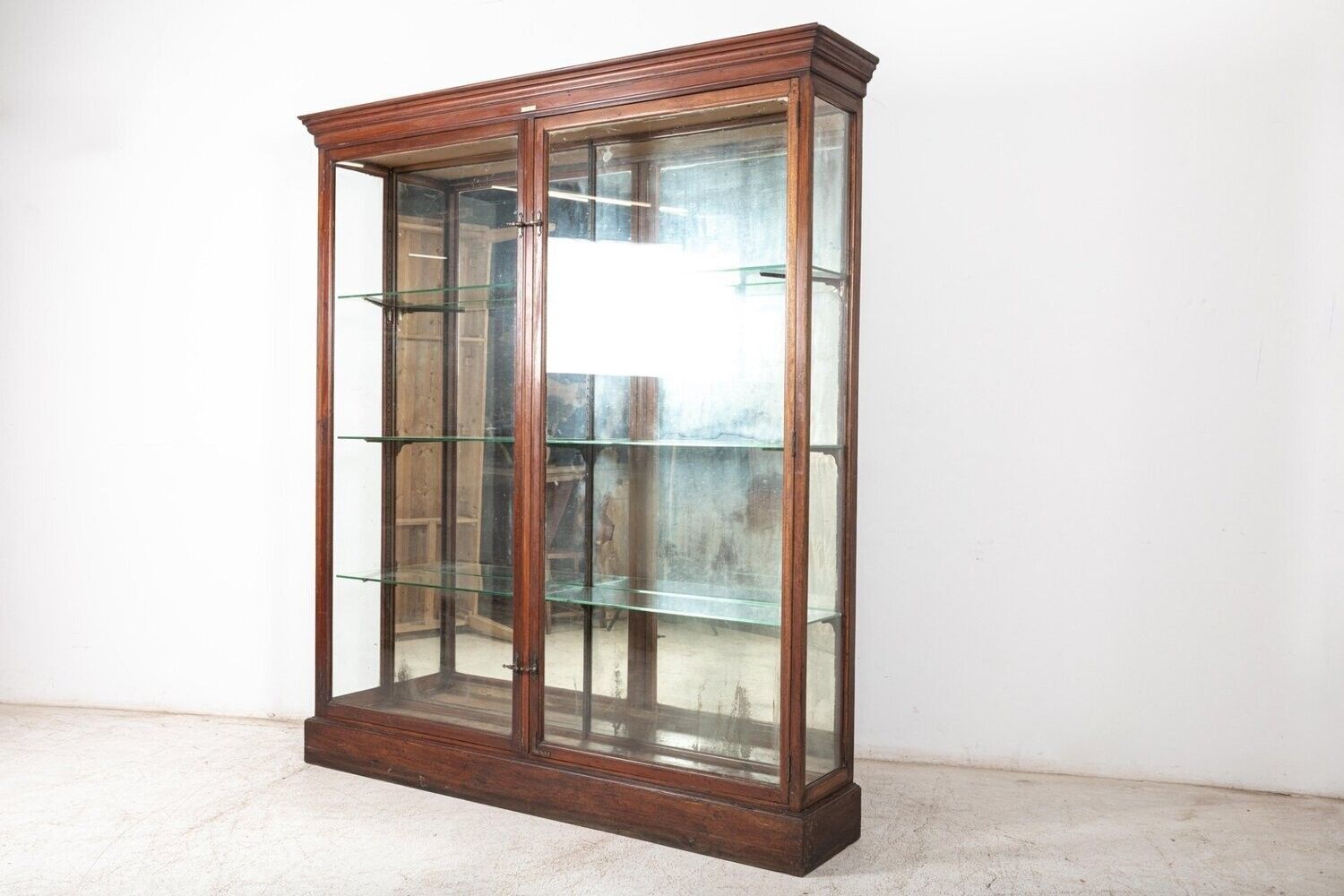 19thc English Glazed Shop Fitters Mahogany Display Cabinet photo buy