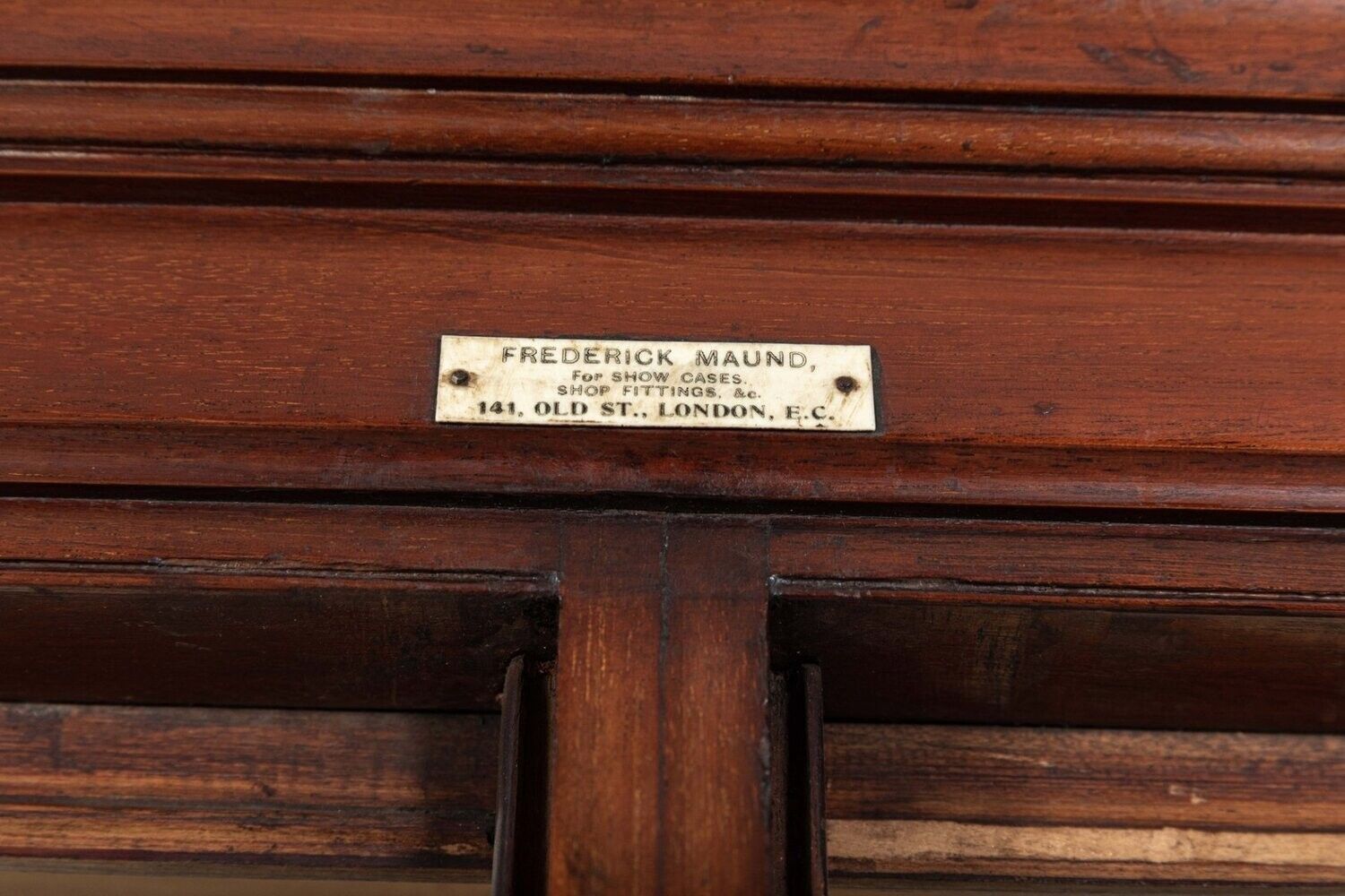 photo for sale 19thc English Glazed Shop Fitters Mahogany Display Cabinet