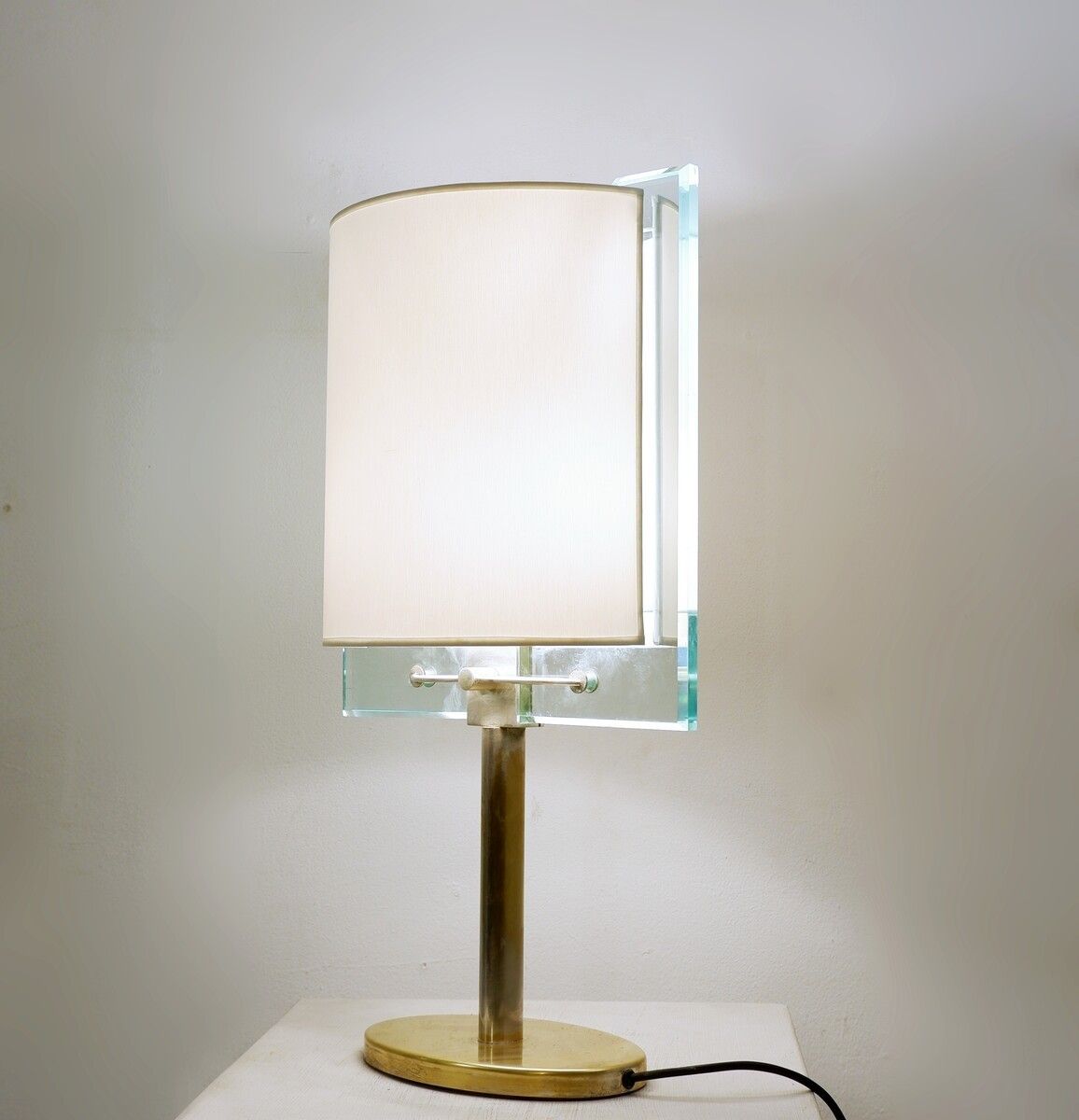 Mid Century Brass And Glass Table Lamp By Nathalie Grenon For Fontana Arte photo Lighting
