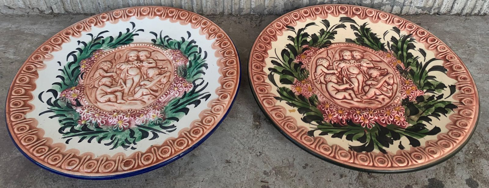 19th Century Spanish Terracotta Relief Dish With Cherubs & Flowers photo furniture