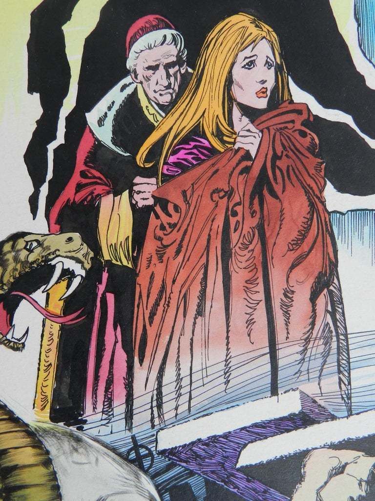 Original Painting Horror Comic L'esorcista C1970 photo for sale