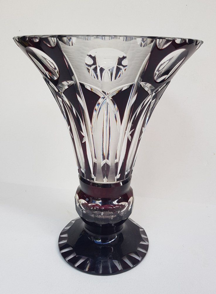 Bohemian Crystal Glass Vase, 19th Century photo furniture