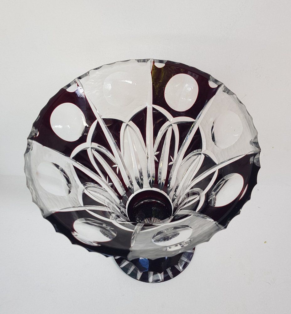 Bohemian Crystal Glass Vase, 19th Century photo for sale