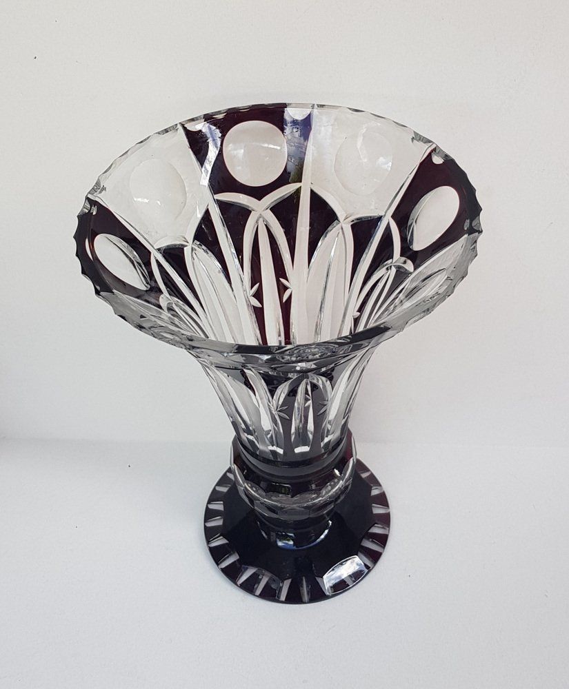 Bohemian Crystal Glass Vase, 19th Century photo Home Decor
