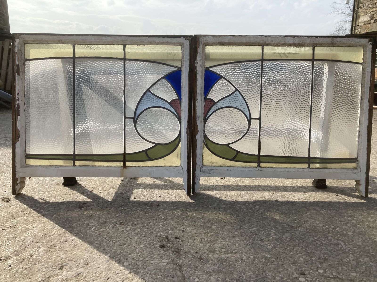 Pair Of Stained Glass Lead Window Frames photo furniture