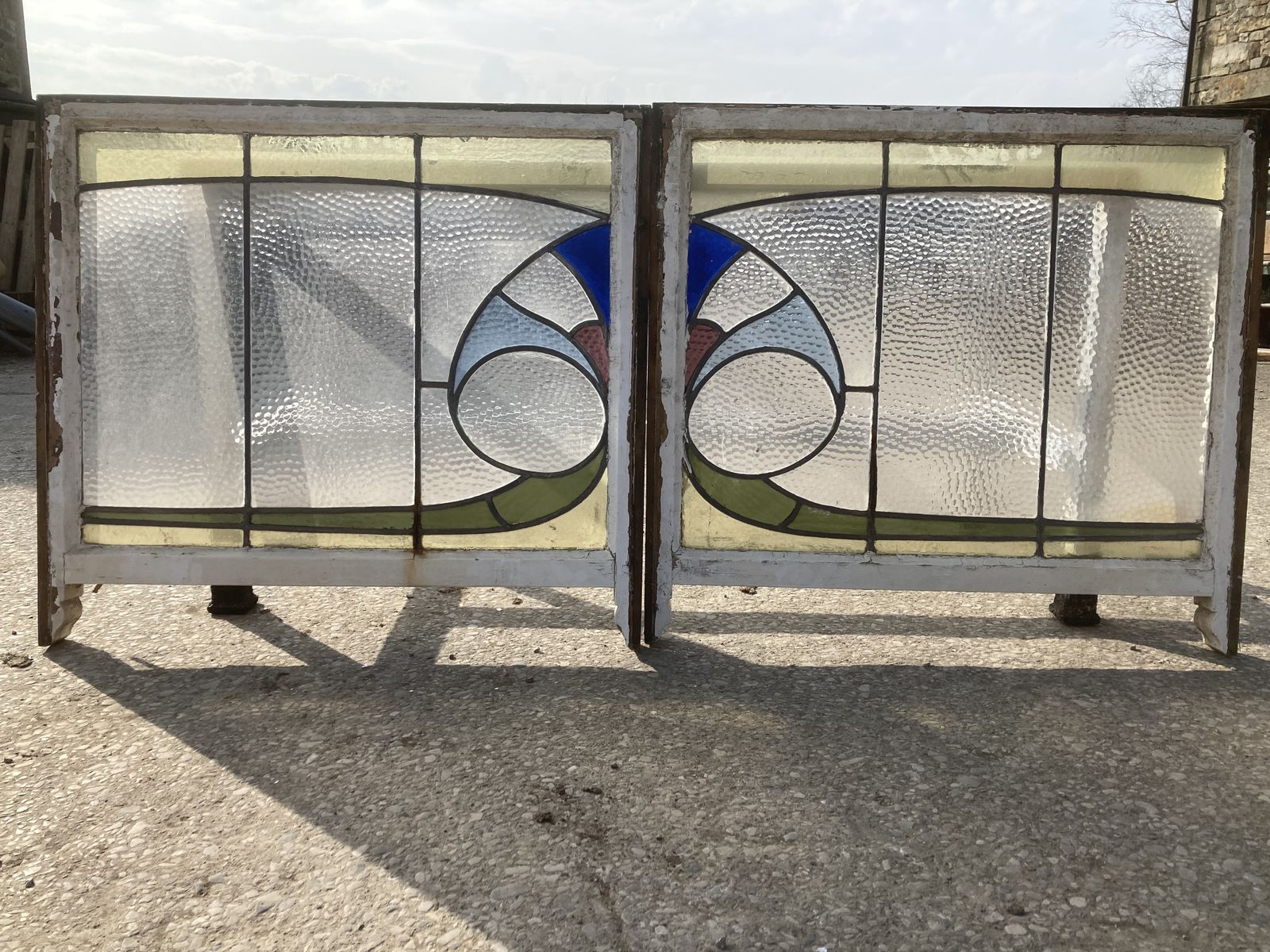 Pair Of Stained Glass Lead Window Frames photo for sale