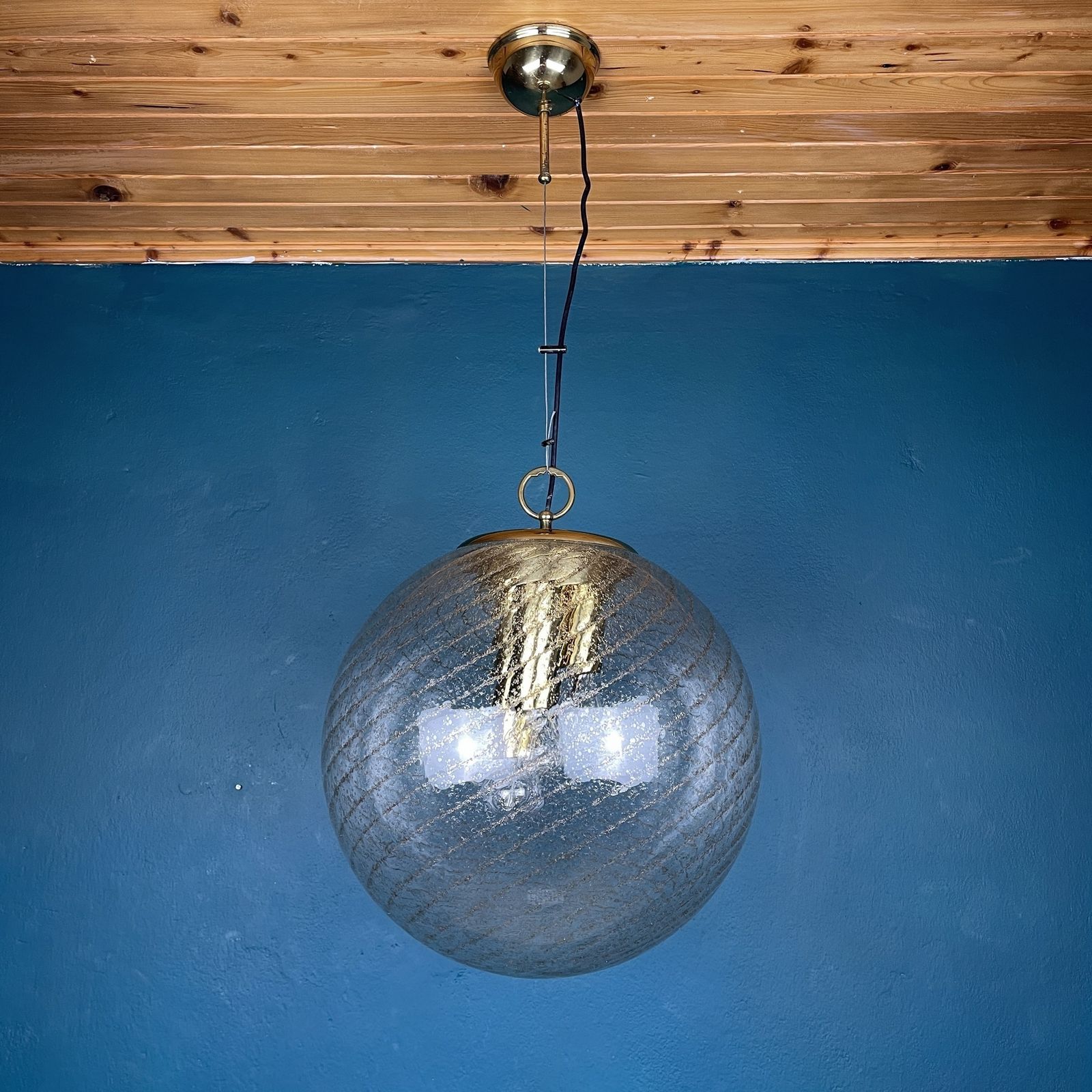 Vintage Xl Swirled Murano Glass Pendant Lamp La Murrina Italy 1970s photo furniture