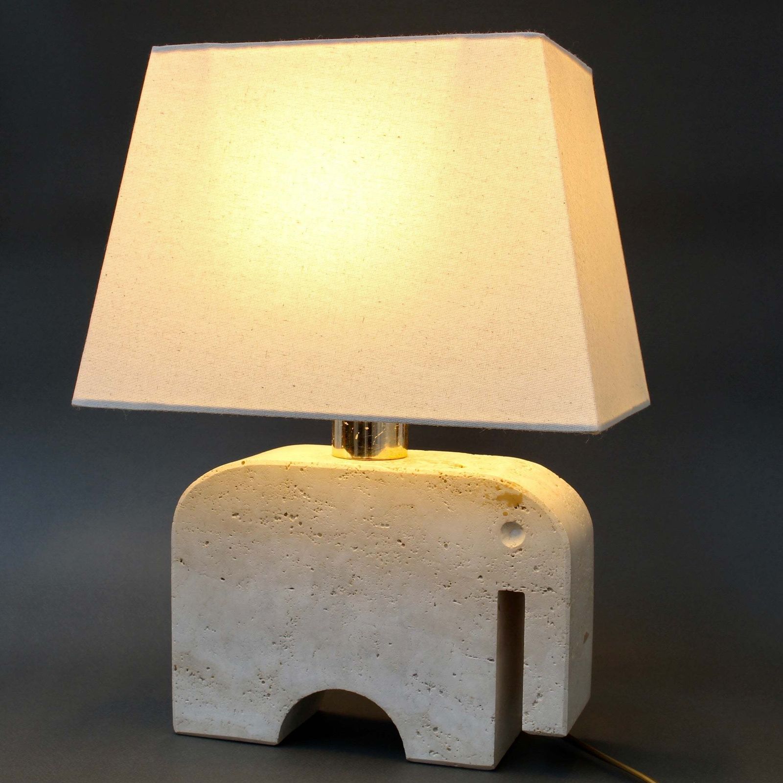 Vintage Italian Travertine Elephant Table Lamp By Mannelli Bros (Circa 1970s) photo furniture