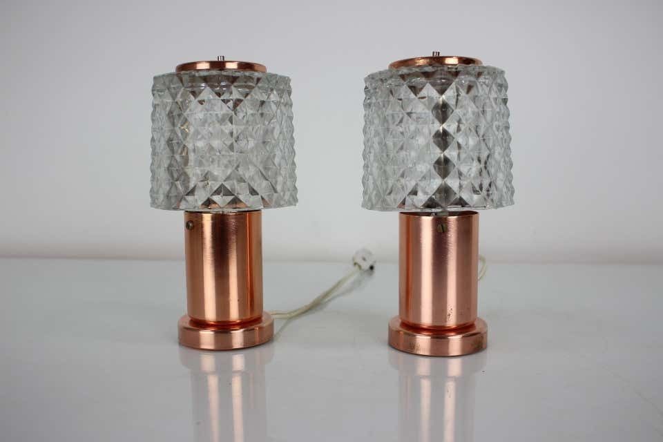 1970s Pair Of Copper Table Lamps By Kamenický šenov, Czechoslovakia photo Lighting