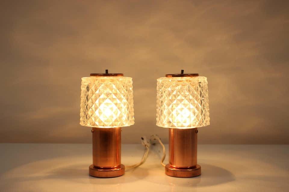 1970s Pair Of Copper Table Lamps By Kamenický šenov, Czechoslovakia photo vinterior