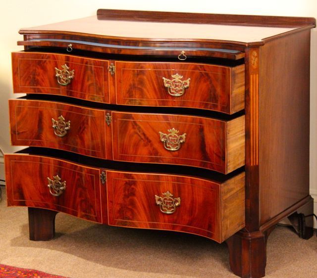 19thc Mahogany Serpentine Chest Of Drawers photo furniture