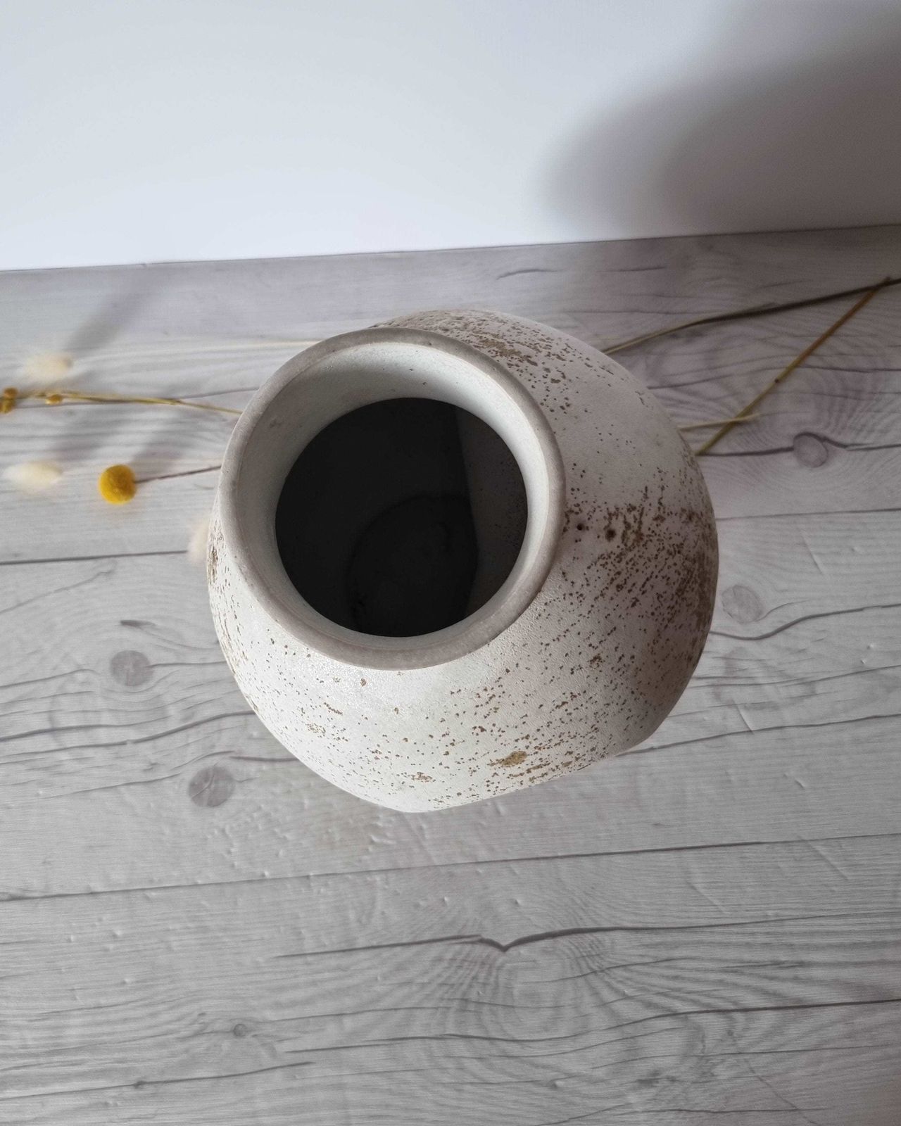 396.0 Duif Keramiek Sculptural Globe, Statement Jug Vase In Nutmeg Speckled Stoneware Cream Glaze, 1970s photo