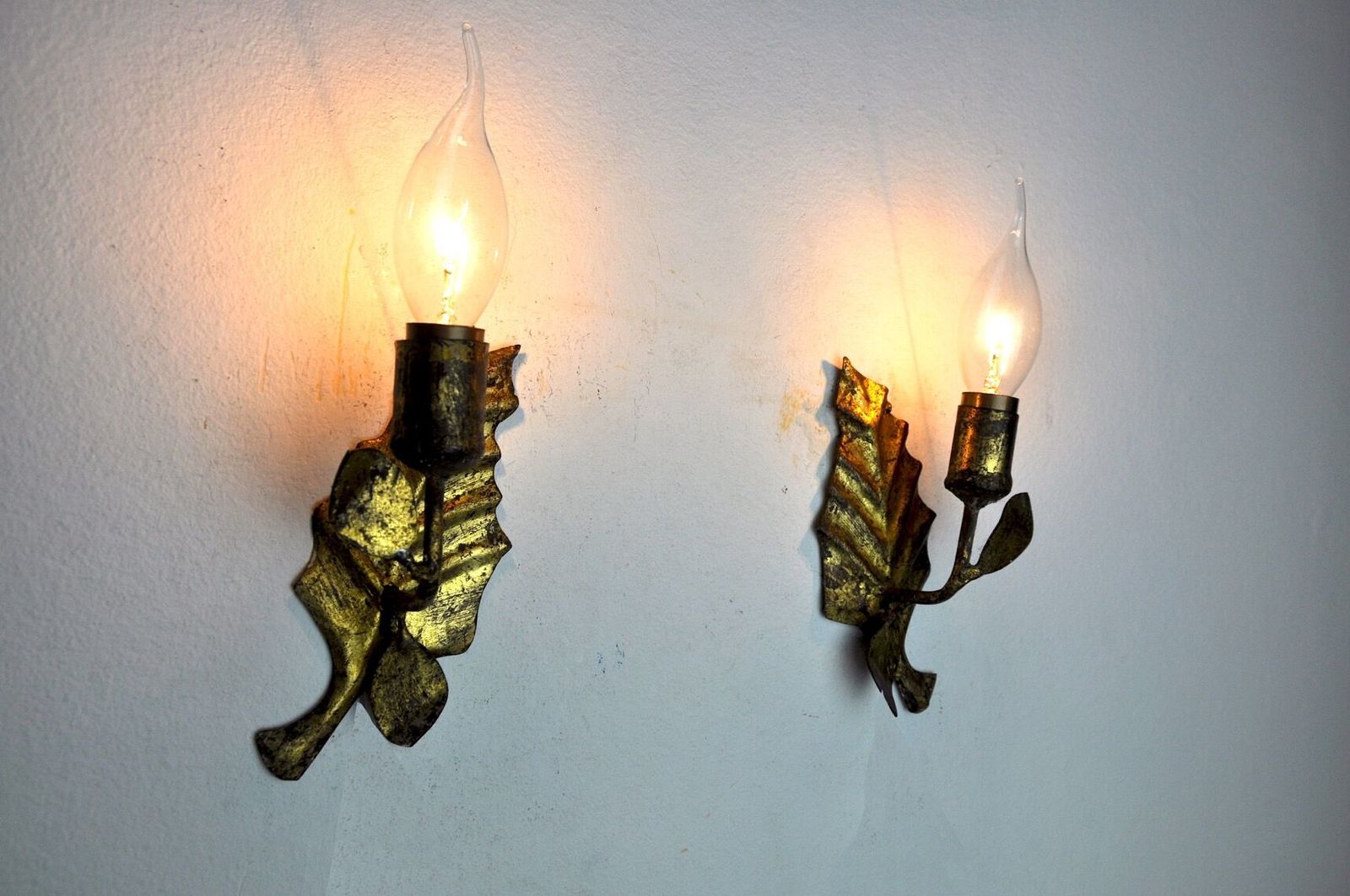 Pair Of Midcentury Wall Lamps "Leaves", Italy, 1970 photo buy