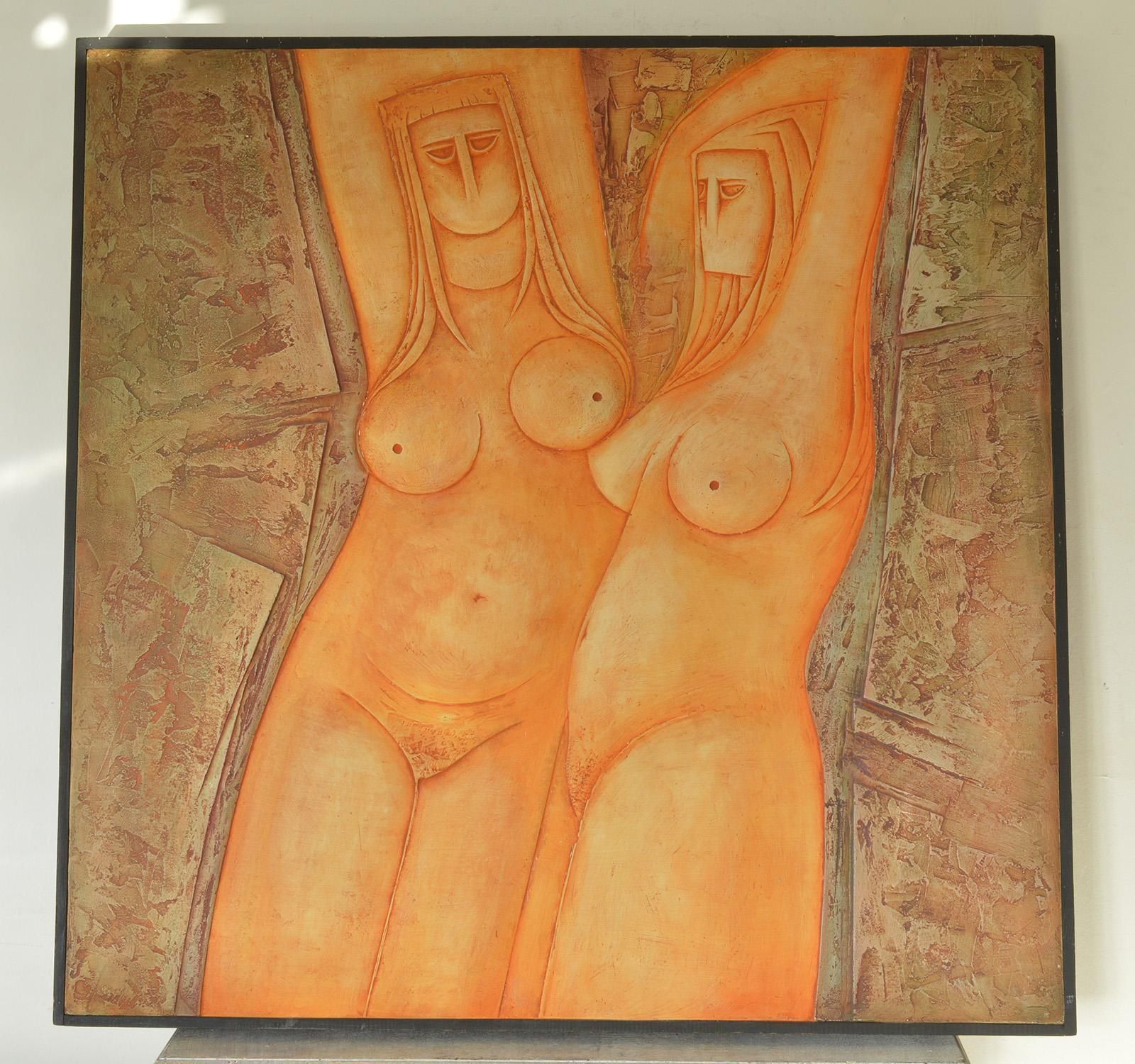 Large Nude Painted Bas Relief. Eric Satchwell, 1973 photo for sale