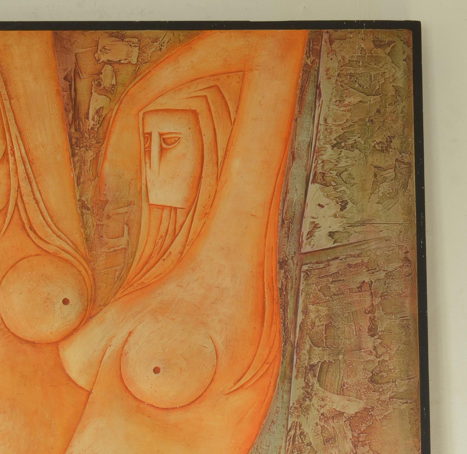 Large Nude Painted Bas Relief. Eric Satchwell, 1973 photo 1650.0