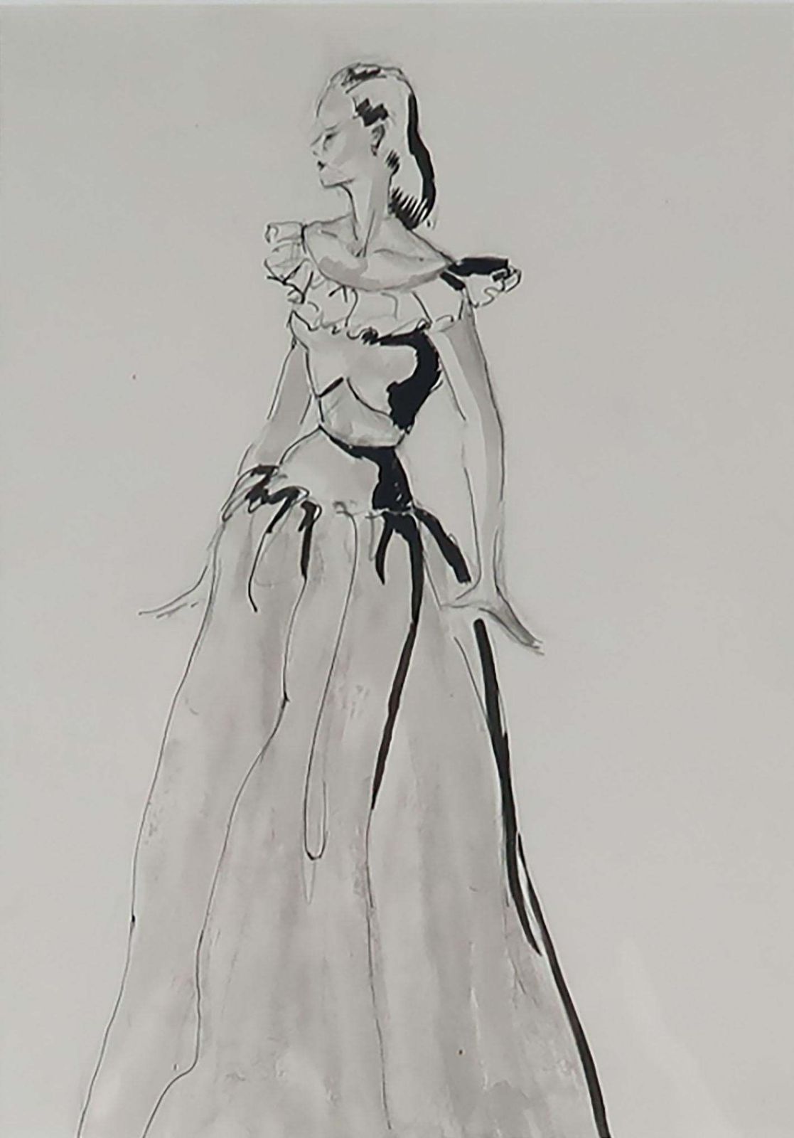 Original Fashion Drawing, Pat Kerr. 1940's photo for sale