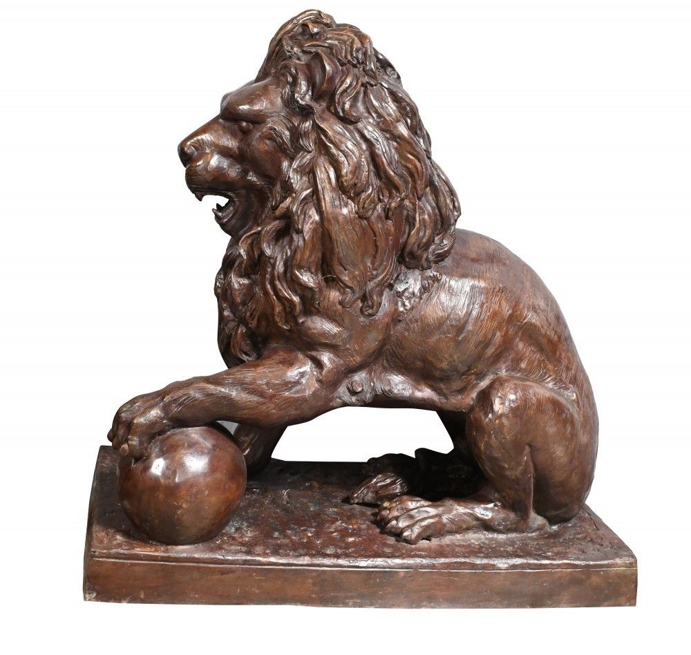 photo furniture Pair Large Bronze Lion Statues   Medici Gatekeeper Lions