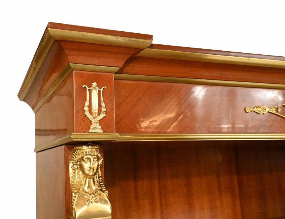 photo furniture French Empire Bookcase Walnut Open Front Cabinet
