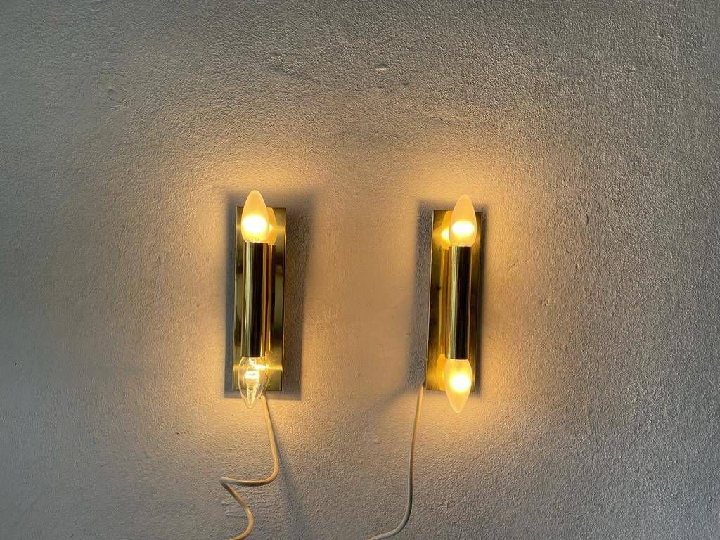 photo furniture Modernist Black Square Metal And Glass Pair Of Sconces By Ssr, 1970s, Germany