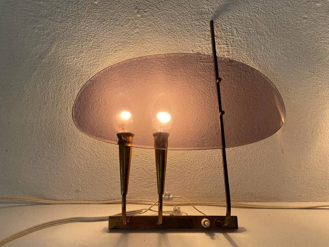 Italian Rare Purple Lucite And Brass Pair Of Sconces, 1950s, Italy photo buy