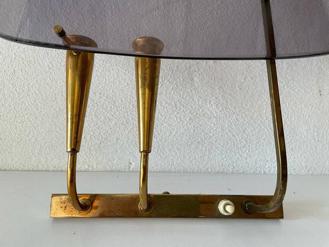 photo furniture Italian Rare Purple Lucite And Brass Pair Of Sconces, 1950s, Italy