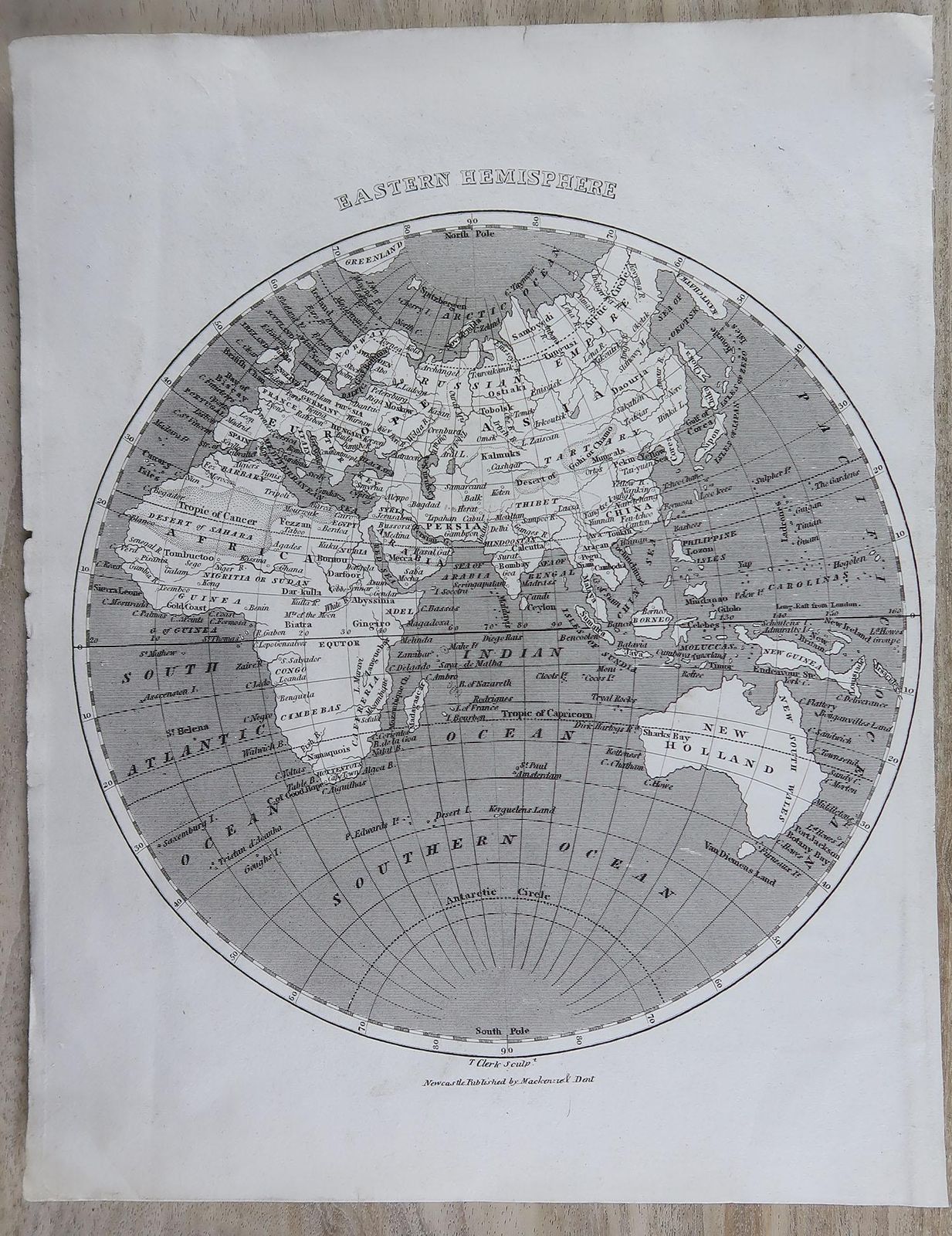Original Antique Map Of The World By Thomas Clerk, 1817 photo for sale