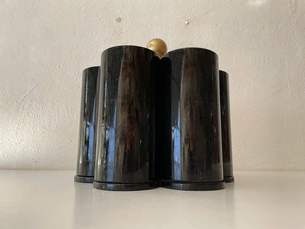 Black Plastic 6 Slot Pop Art Bottle Stand, 1970s photo for sale