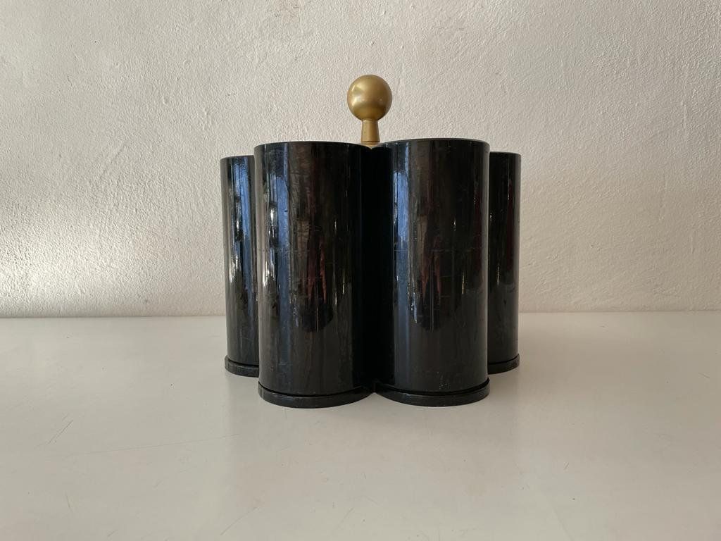 Black Plastic 6 Slot Pop Art Bottle Stand, 1970s photo vintage
