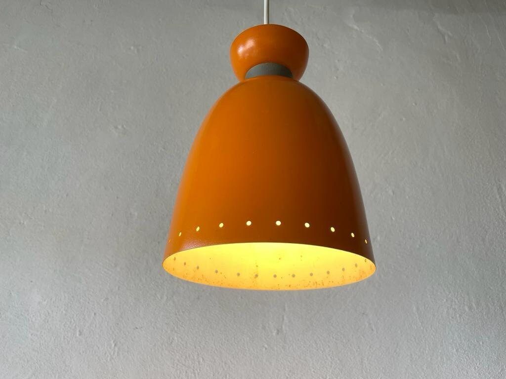 Mid Century Orange Metal Pendant Lamp By Hillebrand, 1950s, Germany photo vinterior
