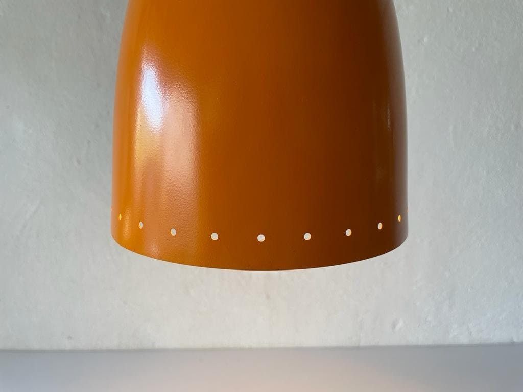 Mid Century Orange Metal Pendant Lamp By Hillebrand, 1950s, Germany photo vintage