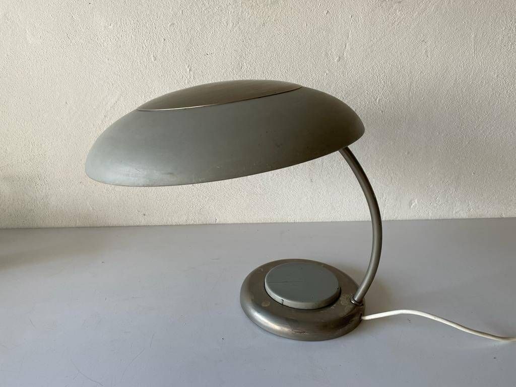 Grey Metal Industrial Desk Lamp, Bauhaus Style, 1960s, Germany