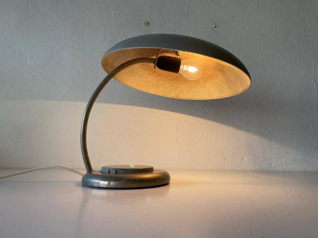 Grey Metal Industrial Desk Lamp, Bauhaus Style, 1960s, Germany photo Lighting