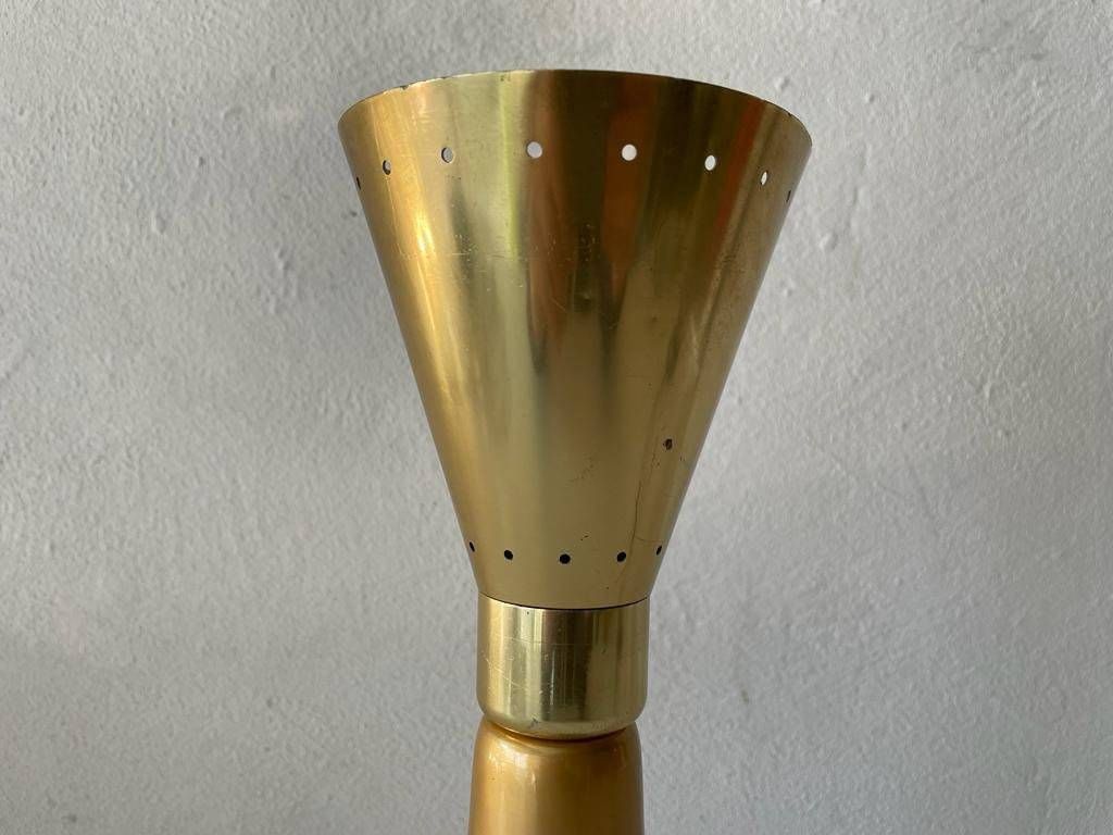 Mid Century Gold Conical Design French Table Lamp, 1950s, France photo vintage
