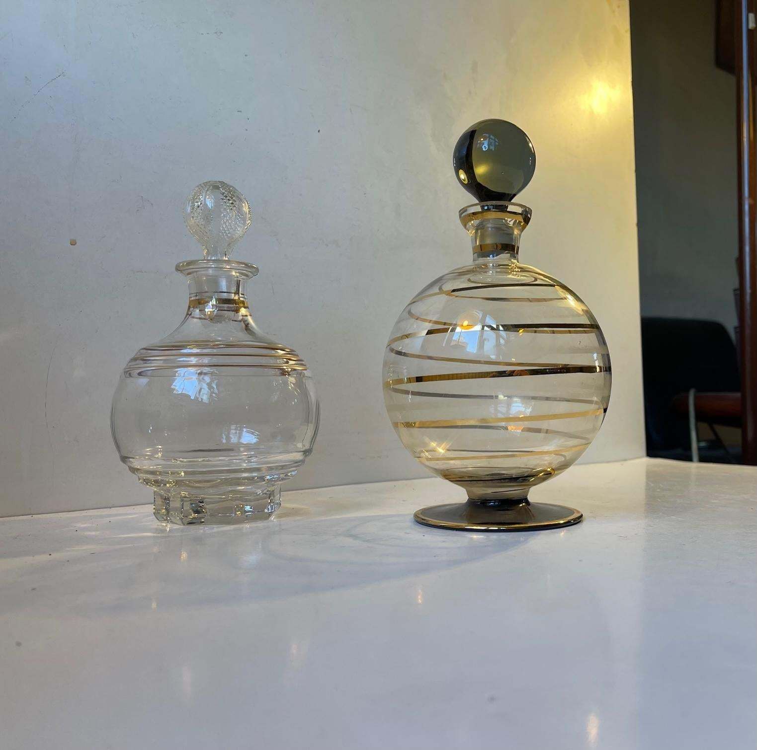 Spherical Italian Decanters In Striped Glass, Set Of 2 photo furniture