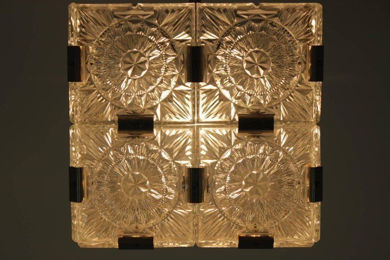 Set Of Four Glass Design Pendants/Chandeliers   Czechoslovakia photo for sale